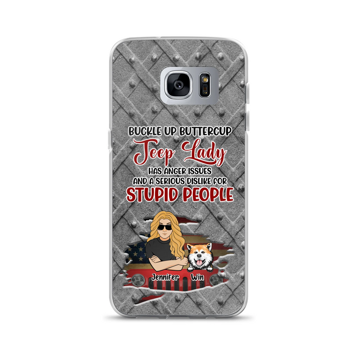 Custom Personalized Off-road Dog Lady Phone Case - Up to 4 Dogs - Gift Idea For Dogs Lover - Off-road Lady Has Anger Issues And A Serious Dislike - Case For iPhone And Samsung