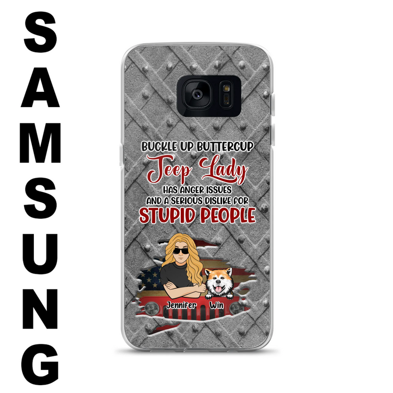 Custom Personalized Off-road Dog Lady Phone Case - Up to 4 Dogs - Gift Idea For Dogs Lover - Off-road Lady Has Anger Issues And A Serious Dislike - Case For iPhone And Samsung