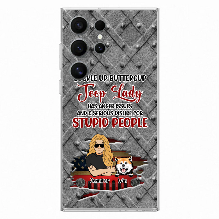 Custom Personalized Off-road Dog Lady Phone Case - Up to 4 Dogs - Gift Idea For Dogs Lover - Off-road Lady Has Anger Issues And A Serious Dislike - Case For iPhone And Samsung