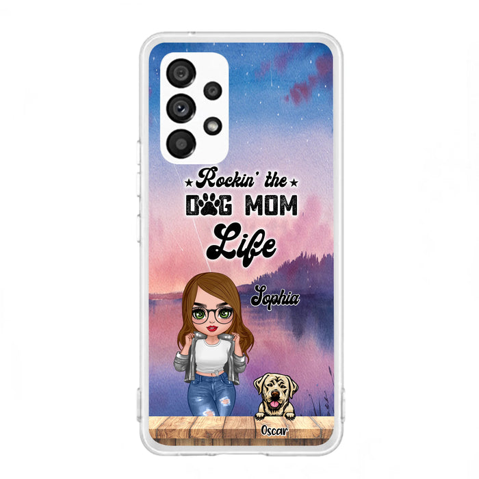Custom Personalized Dog Mom Chibi Front Phone Case - Gifts For Dog Lover With Up to 4 Dogs - Rockin' The Dog Mom Life - Case For iPhone And Samsung