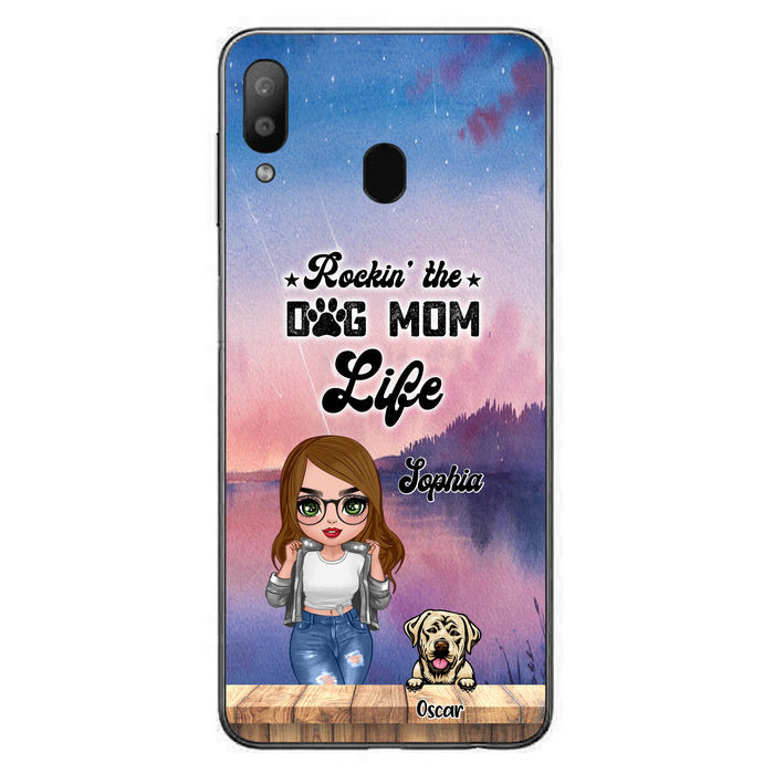 Custom Personalized Dog Mom Chibi Front Phone Case - Gifts For Dog Lover With Up to 4 Dogs - Rockin' The Dog Mom Life - Case For iPhone And Samsung