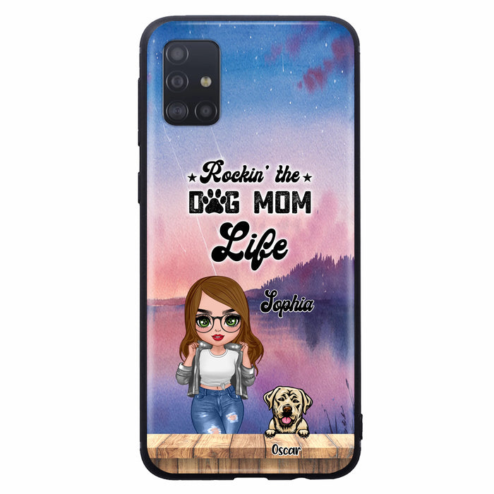 Custom Personalized Dog Mom Chibi Front Phone Case - Gifts For Dog Lover With Up to 4 Dogs - Rockin' The Dog Mom Life - Case For iPhone And Samsung