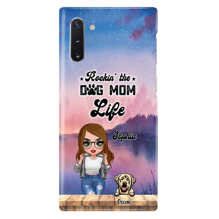 Custom Personalized Dog Mom Chibi Front Phone Case - Gifts For Dog Lover With Up to 4 Dogs - Rockin' The Dog Mom Life - Case For iPhone And Samsung