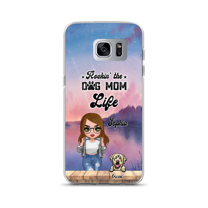 Custom Personalized Dog Mom Chibi Front Phone Case - Gifts For Dog Lover With Up to 4 Dogs - Rockin' The Dog Mom Life - Case For iPhone And Samsung