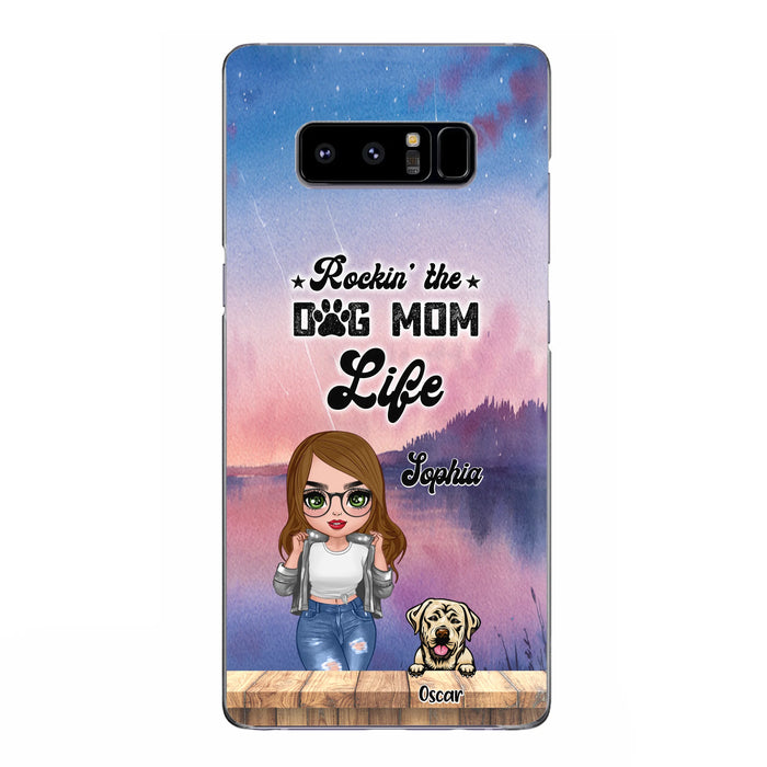 Custom Personalized Dog Mom Chibi Front Phone Case - Gifts For Dog Lover With Up to 4 Dogs - Rockin' The Dog Mom Life - Case For iPhone And Samsung