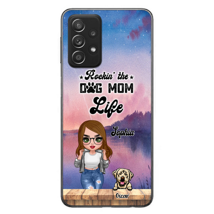 Custom Personalized Dog Mom Chibi Front Phone Case - Gifts For Dog Lover With Up to 4 Dogs - Rockin' The Dog Mom Life - Case For iPhone And Samsung