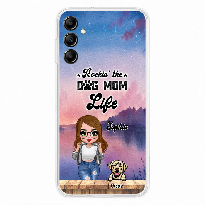Custom Personalized Dog Mom Chibi Front Phone Case - Gifts For Dog Lover With Up to 4 Dogs - Rockin' The Dog Mom Life - Case For iPhone And Samsung