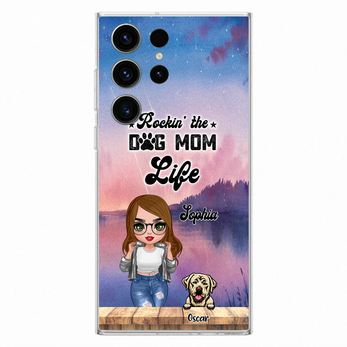 Custom Personalized Dog Mom Chibi Front Phone Case - Gifts For Dog Lover With Up to 4 Dogs - Rockin' The Dog Mom Life - Case For iPhone And Samsung