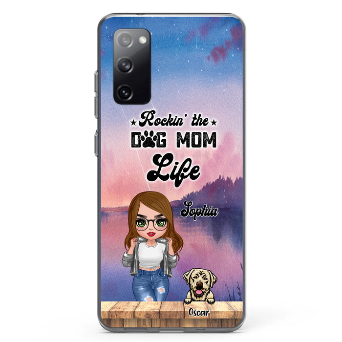 Custom Personalized Dog Mom Chibi Front Phone Case - Gifts For Dog Lover With Up to 4 Dogs - Rockin' The Dog Mom Life - Case For iPhone And Samsung