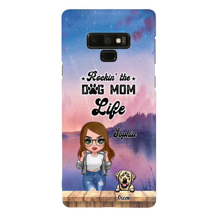 Custom Personalized Dog Mom Chibi Front Phone Case - Gifts For Dog Lover With Up to 4 Dogs - Rockin' The Dog Mom Life - Case For iPhone And Samsung