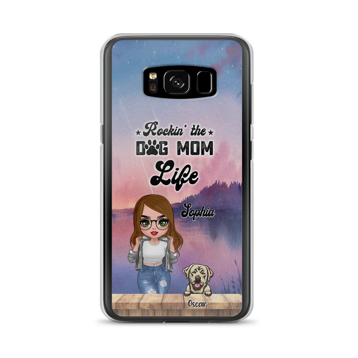Custom Personalized Dog Mom Chibi Front Phone Case - Gifts For Dog Lover With Up to 4 Dogs - Rockin' The Dog Mom Life - Case For iPhone And Samsung