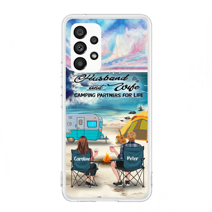 Custom Personalized Beach Camping Phone Case - Couple/ Parents With Upto 3 Kids And 3 Pets - Gift Idea For Camping Lover - Case For iPhone And Samsung