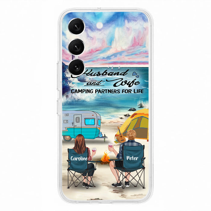 Custom Personalized Beach Camping Phone Case - Couple/ Parents With Upto 3 Kids And 3 Pets - Gift Idea For Camping Lover - Case For iPhone And Samsung