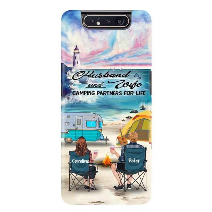 Custom Personalized Beach Camping Phone Case - Couple/ Parents With Upto 3 Kids And 3 Pets - Gift Idea For Camping Lover - Case For iPhone And Samsung