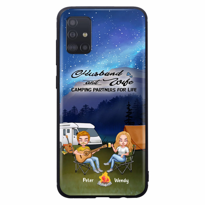 Custom Personalized Guitar Camping Phone Case for iPhone and Samsung - Gift For Camping Lovers, Dog Lovers with up to 2 Dogs - Husband and Wife Camping Partners For Life