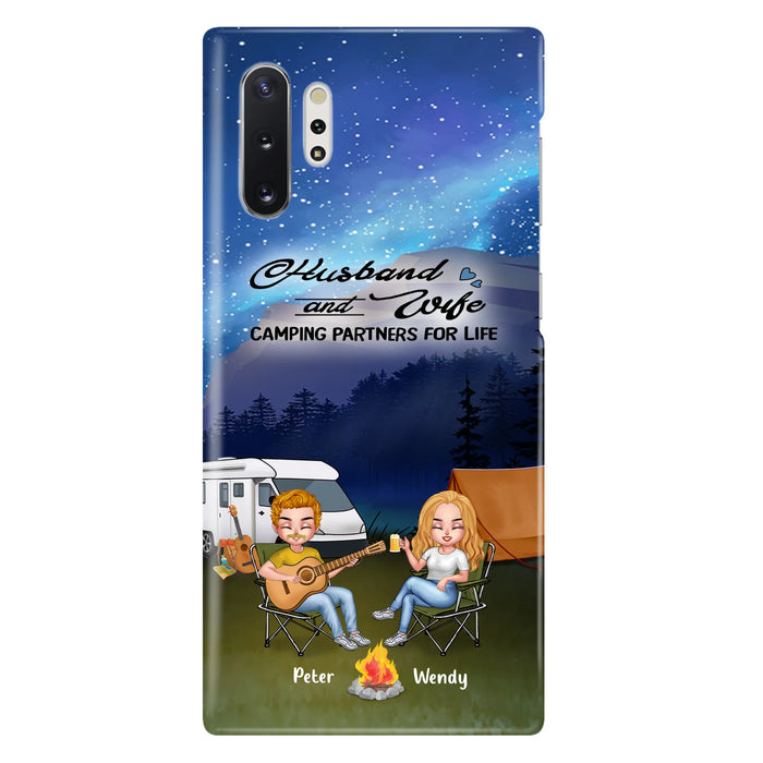 Custom Personalized Guitar Camping Phone Case for iPhone and Samsung - Gift For Camping Lovers, Dog Lovers with up to 2 Dogs - Husband and Wife Camping Partners For Life