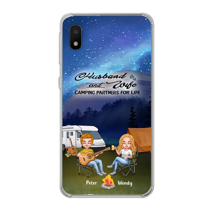 Custom Personalized Guitar Camping Phone Case for iPhone and Samsung - Gift For Camping Lovers, Dog Lovers with up to 2 Dogs - Husband and Wife Camping Partners For Life