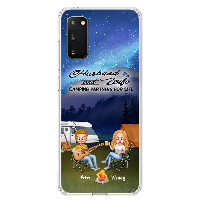 Custom Personalized Guitar Camping Phone Case for iPhone and Samsung - Gift For Camping Lovers, Dog Lovers with up to 2 Dogs - Husband and Wife Camping Partners For Life