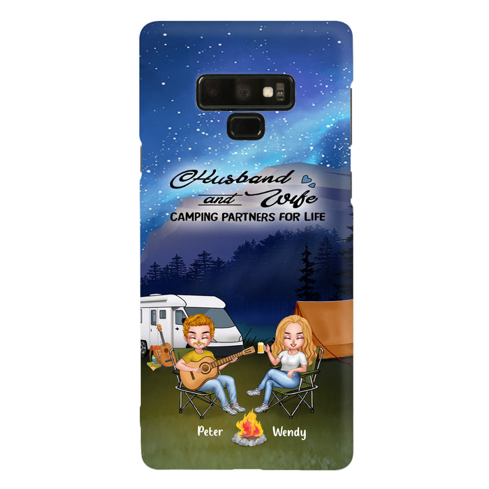 Custom Personalized Guitar Camping Phone Case for iPhone and Samsung - Gift For Camping Lovers, Dog Lovers with up to 2 Dogs - Husband and Wife Camping Partners For Life