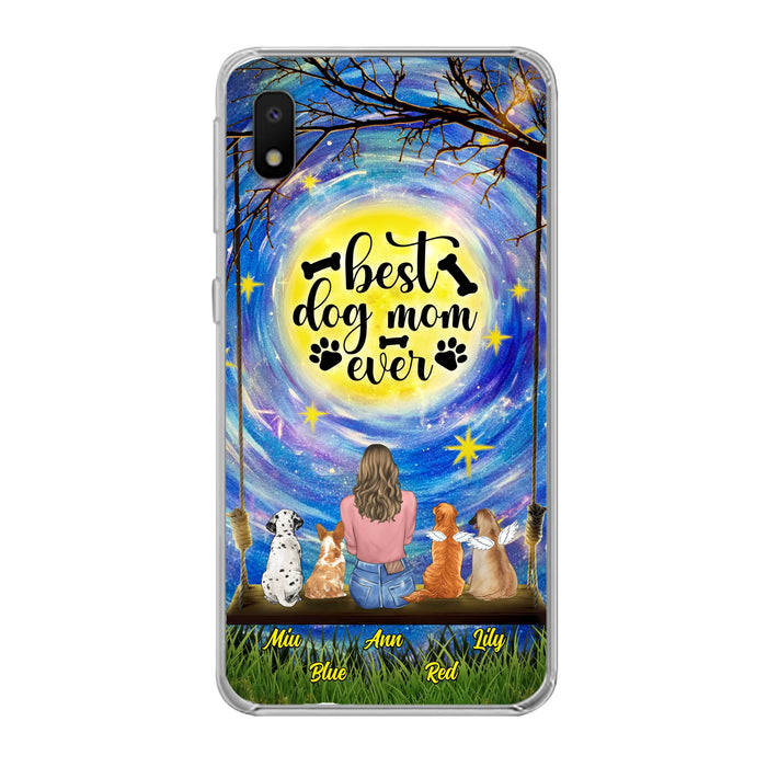 Custom Personalized Dog Mom Phone Case - Upto 4 Dogs - Gift Idea For Dog Lovers - I Love You To the Moon And Back - Case For iPhone/Samsung