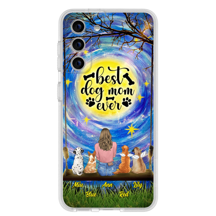 Custom Personalized Dog Mom Phone Case - Upto 4 Dogs - Gift Idea For Dog Lovers - I Love You To the Moon And Back - Case For iPhone/Samsung