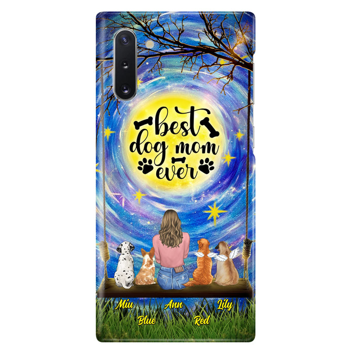 Custom Personalized Dog Mom Phone Case - Upto 4 Dogs - Gift Idea For Dog Lovers - I Love You To the Moon And Back - Case For iPhone/Samsung