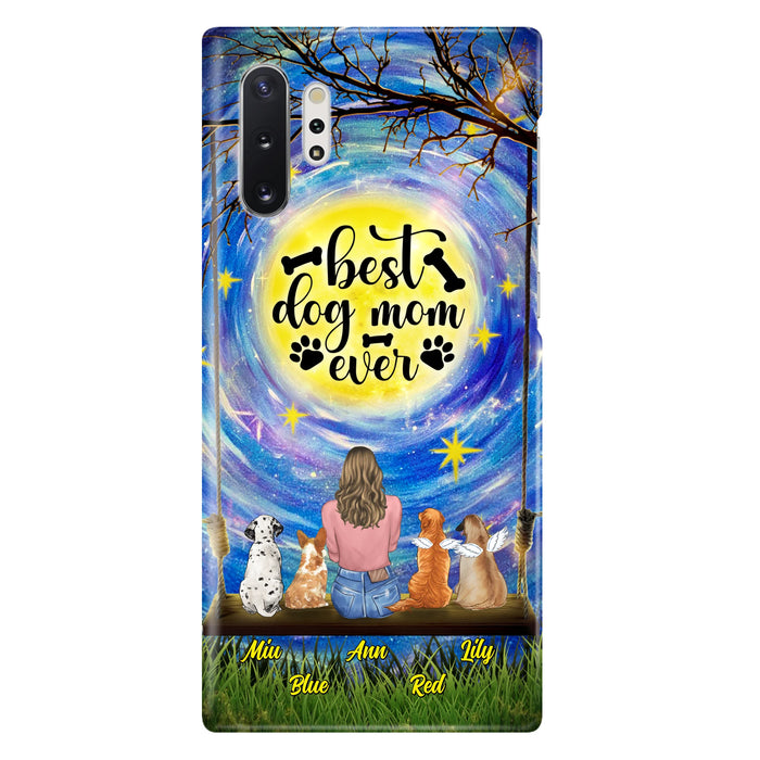Custom Personalized Dog Mom Phone Case - Upto 4 Dogs - Gift Idea For Dog Lovers - I Love You To the Moon And Back - Case For iPhone/Samsung