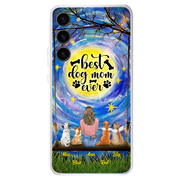Custom Personalized Dog Mom Phone Case - Upto 4 Dogs - Gift Idea For Dog Lovers - I Love You To the Moon And Back - Case For iPhone/Samsung