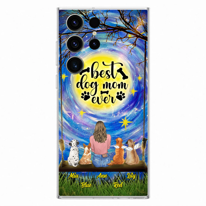 Custom Personalized Dog Mom Phone Case - Upto 4 Dogs - Gift Idea For Dog Lovers - I Love You To the Moon And Back - Case For iPhone/Samsung