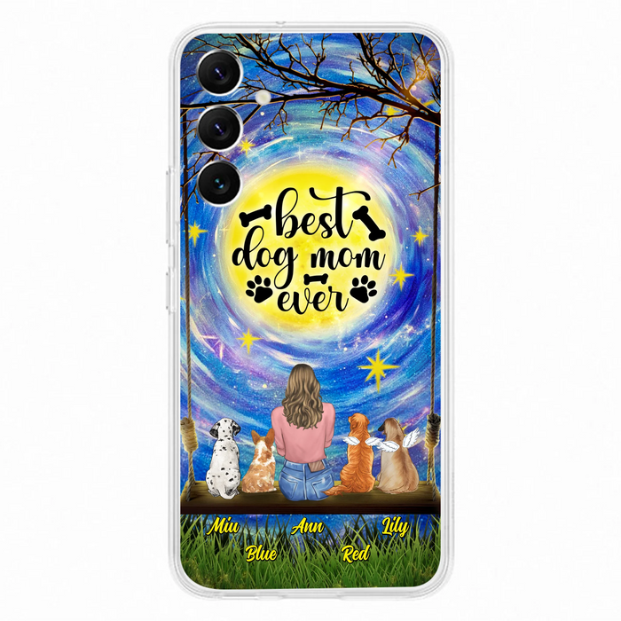 Custom Personalized Dog Mom Phone Case - Upto 4 Dogs - Gift Idea For Dog Lovers - I Love You To the Moon And Back - Case For iPhone/Samsung