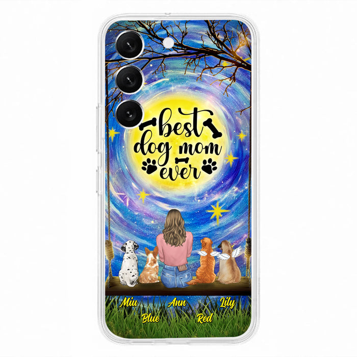 Custom Personalized Dog Mom Phone Case - Upto 4 Dogs - Gift Idea For Dog Lovers - I Love You To the Moon And Back - Case For iPhone/Samsung