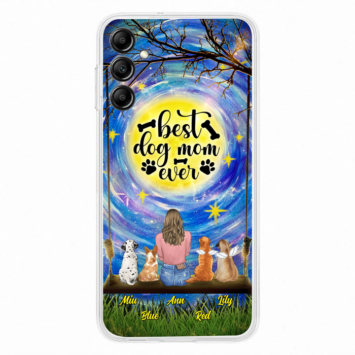 Custom Personalized Dog Mom Phone Case - Upto 4 Dogs - Gift Idea For Dog Lovers - I Love You To the Moon And Back - Case For iPhone/Samsung