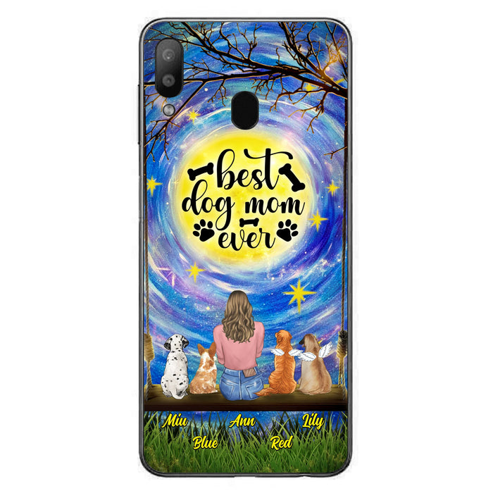 Custom Personalized Dog Mom Phone Case - Upto 4 Dogs - Gift Idea For Dog Lovers - I Love You To the Moon And Back - Case For iPhone/Samsung
