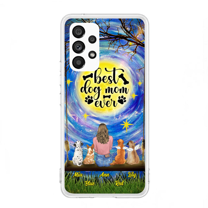 Custom Personalized Dog Mom Phone Case - Upto 4 Dogs - Gift Idea For Dog Lovers - I Love You To the Moon And Back - Case For iPhone/Samsung