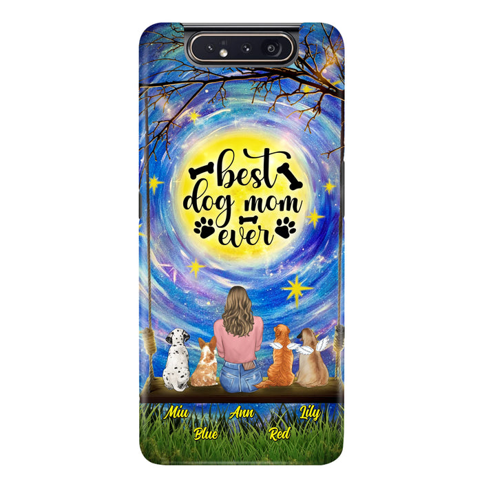 Custom Personalized Dog Mom Phone Case - Upto 4 Dogs - Gift Idea For Dog Lovers - I Love You To the Moon And Back - Case For iPhone/Samsung