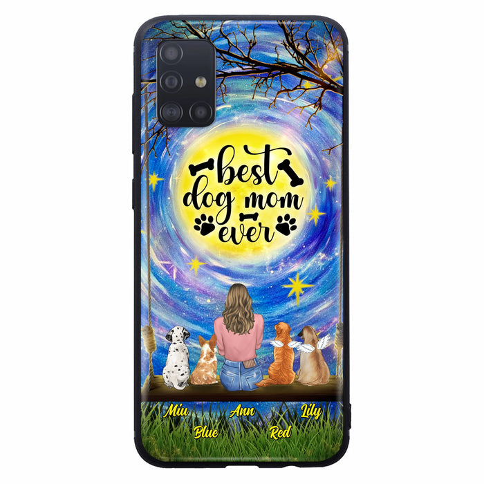 Custom Personalized Dog Mom Phone Case - Upto 4 Dogs - Gift Idea For Dog Lovers - I Love You To the Moon And Back - Case For iPhone/Samsung