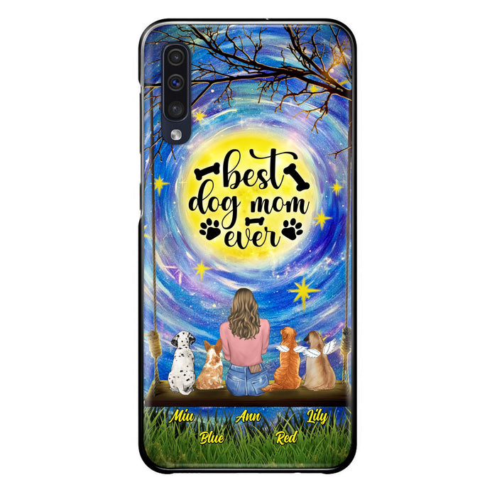 Custom Personalized Dog Mom Phone Case - Upto 4 Dogs - Gift Idea For Dog Lovers - I Love You To the Moon And Back - Case For iPhone/Samsung