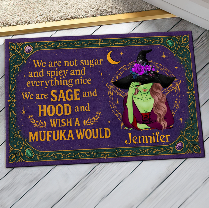 Personalized Witch Doormat - Halloween Gift Idea For Witch Lover - We Are Not Sugar And Spiey