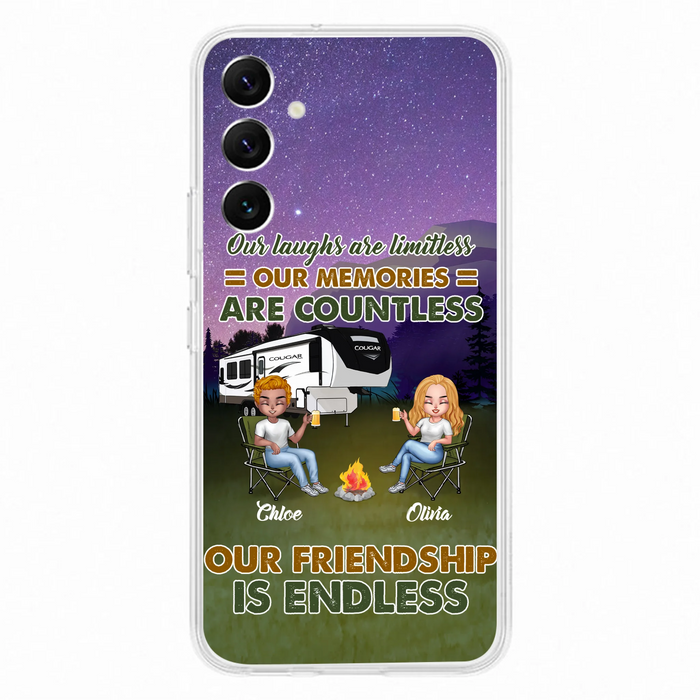 Custom Personalized Camping Friends Phone Case - Upto 4 People - Gift Idea For Friends/ Camping Lover - Life Is Better When You're Camping With Friends - Case For iPhone/Samsung