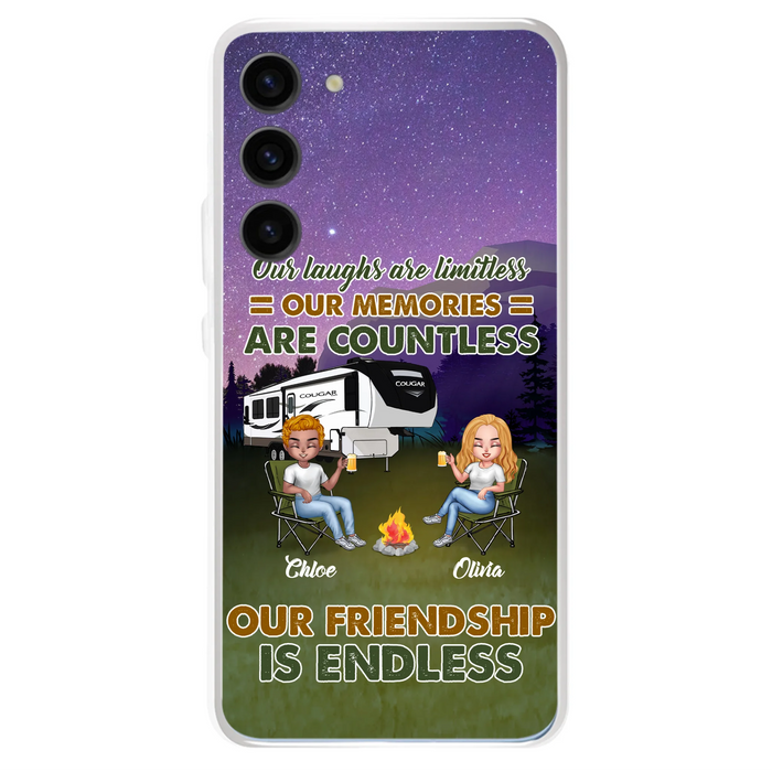 Custom Personalized Camping Friends Phone Case - Upto 4 People - Gift Idea For Friends/ Camping Lover - Life Is Better When You're Camping With Friends - Case For iPhone/Samsung