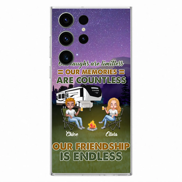 Custom Personalized Camping Friends Phone Case - Upto 4 People - Gift Idea For Friends/ Camping Lover - Life Is Better When You're Camping With Friends - Case For iPhone/Samsung