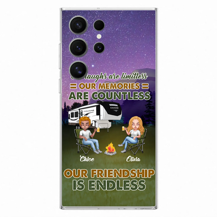 Custom Personalized Camping Friends Phone Case - Upto 4 People - Gift Idea For Friends/ Camping Lover - Life Is Better When You're Camping With Friends - Case For iPhone/Samsung