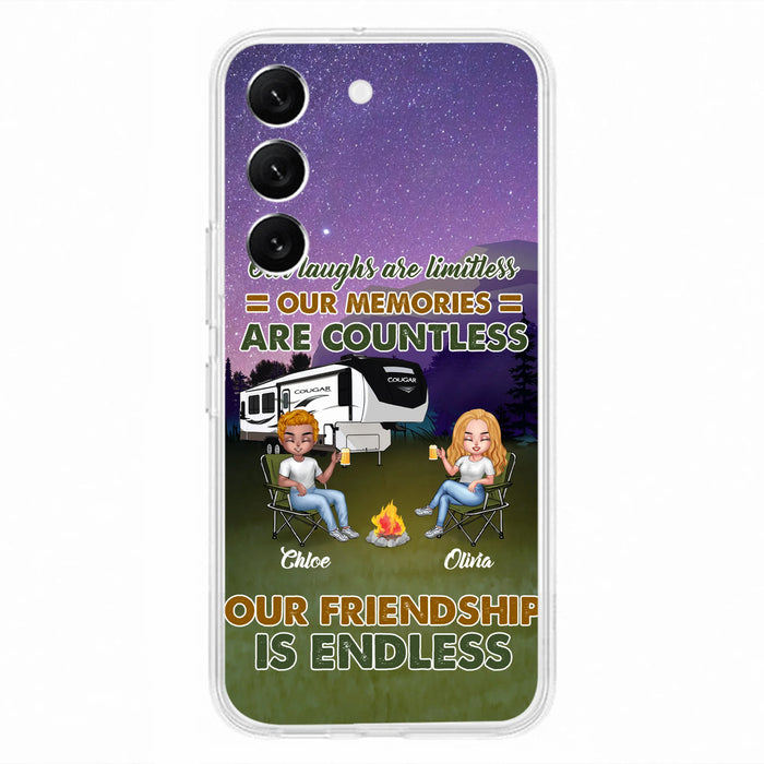 Custom Personalized Camping Friends Phone Case - Upto 4 People - Gift Idea For Friends/ Camping Lover - Life Is Better When You're Camping With Friends - Case For iPhone/Samsung