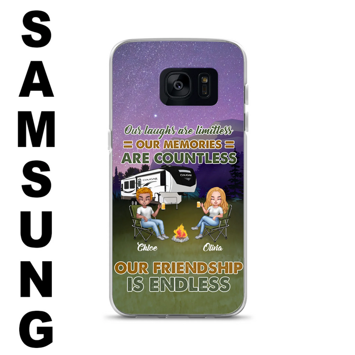 Custom Personalized Camping Friends Phone Case - Upto 4 People - Gift Idea For Friends/ Camping Lover - Life Is Better When You're Camping With Friends - Case For iPhone/Samsung