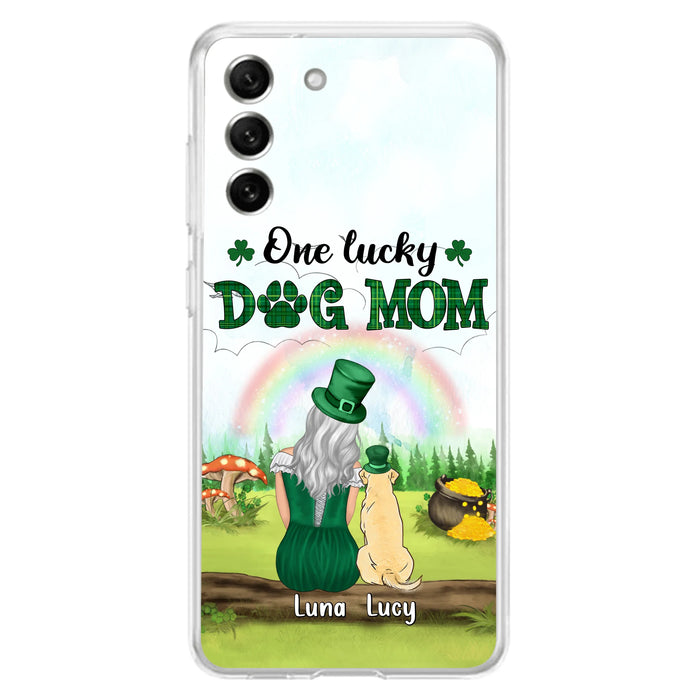 Custom Personalized Dog Mom Phone Case - Upto 4 Dogs - St. Patrick's Day Gift Idea For Dog Lover - Case For iPhone/Samsung