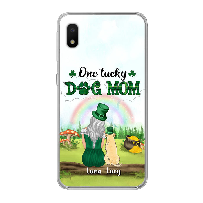 Custom Personalized Dog Mom Phone Case - Upto 4 Dogs - St. Patrick's Day Gift Idea For Dog Lover - Case For iPhone/Samsung
