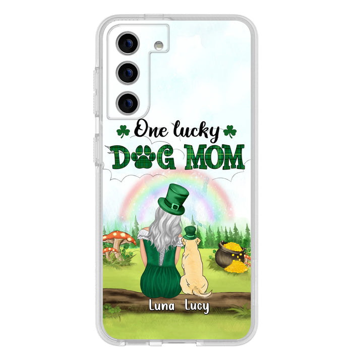 Custom Personalized Dog Mom Phone Case - Upto 4 Dogs - St. Patrick's Day Gift Idea For Dog Lover - Case For iPhone/Samsung