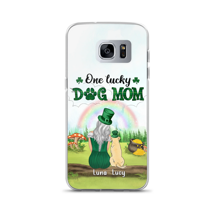 Custom Personalized Dog Mom Phone Case - Upto 4 Dogs - St. Patrick's Day Gift Idea For Dog Lover - Case For iPhone/Samsung
