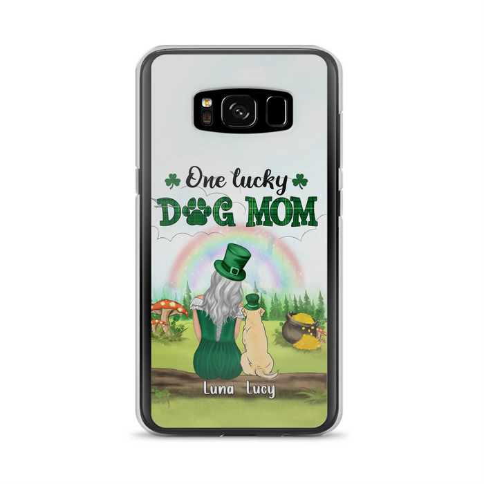 Custom Personalized Dog Mom Phone Case - Upto 4 Dogs - St. Patrick's Day Gift Idea For Dog Lover - Case For iPhone/Samsung