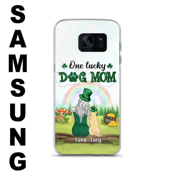 Custom Personalized Dog Mom Phone Case - Upto 4 Dogs - St. Patrick's Day Gift Idea For Dog Lover - Case For iPhone/Samsung